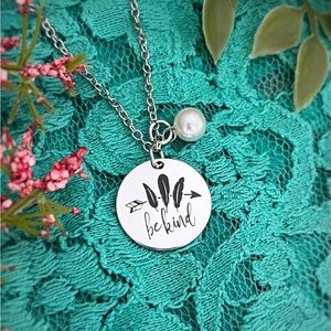 Be Kind Stamped Pendant Necklace NEW